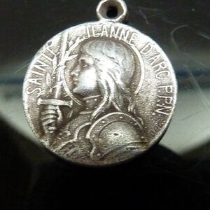 SAINTE JEANNE D'ARC. P.P.N. Vintage French Antique OLD Silver Medal PENDANT